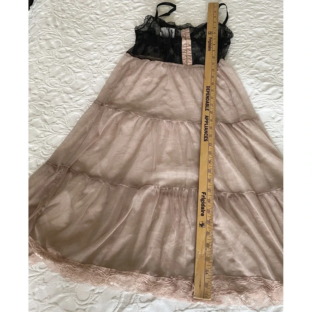 Pins & Needles Lace Mesh Slip Dress S Lingerie Black Nude Sheer Grunge Steampunk - Picture 8 of 11